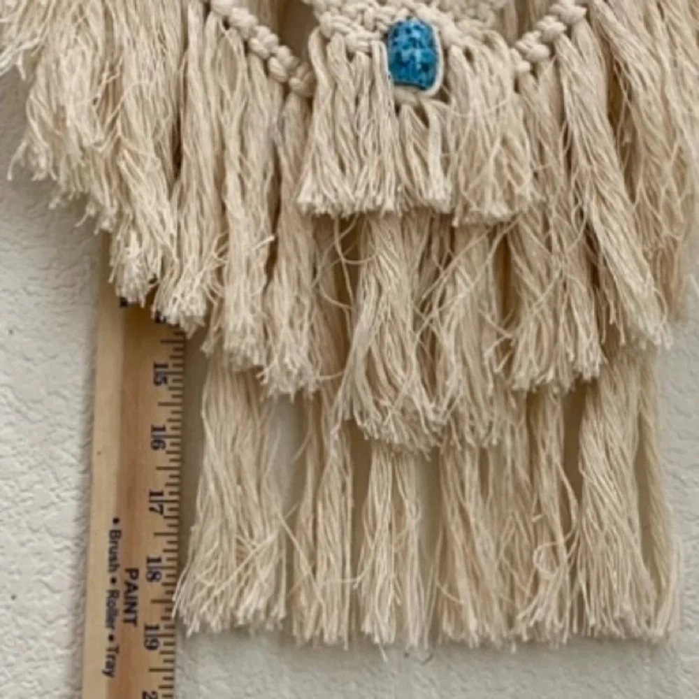 Cotton Macrame Woven Cord Tree Branch Stick Boho Hanging Wall Decor 19”X18”